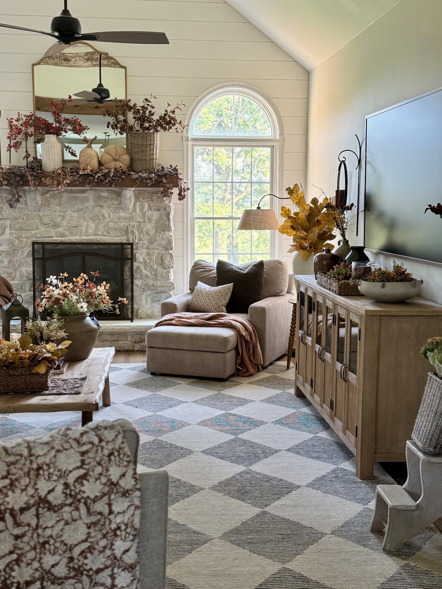 These gorgeous 72” brown Magnolia leaf garlands. I have two on my fireplace and I just love the warmth they bring to this space. Also my best selling curved floor lamp, solid wood accent table, fall florals and our area rug are all currently on sale, pretty Sherpa pumpkins, set-of-3 tall gold candlestick holders, and similar mirror on fireplace  

#LTKSaleAlert #LTKHome #LTKSeasonal