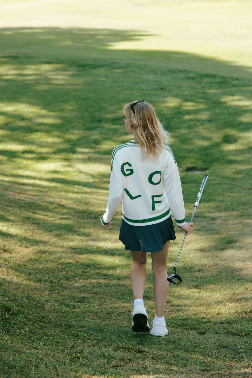 Emily Varsity Cardigan - Golf in Ivory | Over The Moon
