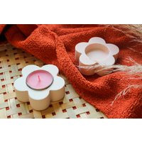 Flower Tea Light Candle Holder | Peach & Neon Orange Jesmonite Marbled Home Decor, Birthday Gift, Ca | Etsy (UK)