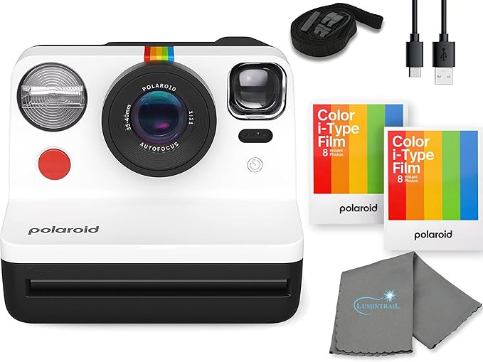 Polaroid Gen 2 Now I-Type Instant Film Camera - B&W Bundle with 2 Color i-Type Film Pack (16 Inst... | Amazon (US)