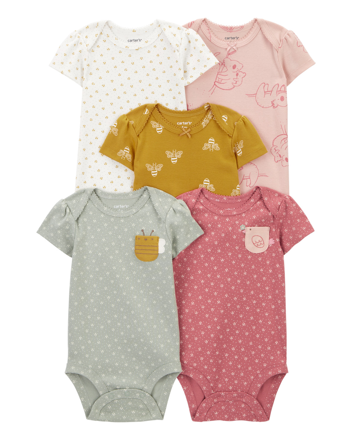 Baby 5-Pack Short-Sleeve Bodysuits | Carter's Inc