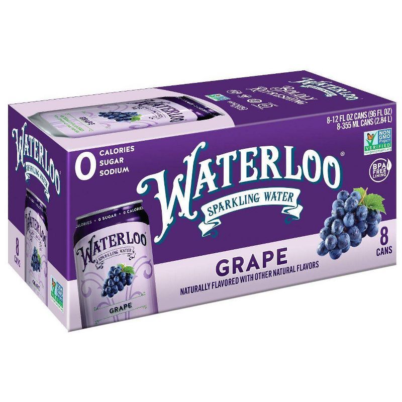 Waterloo Grape Sparkling Water - 8pk/12 fl oz Cans | Target