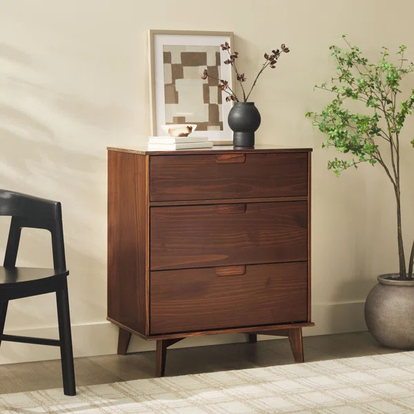 Yarber Groove 3 Drawer Solid Wood Chest | Wayfair North America