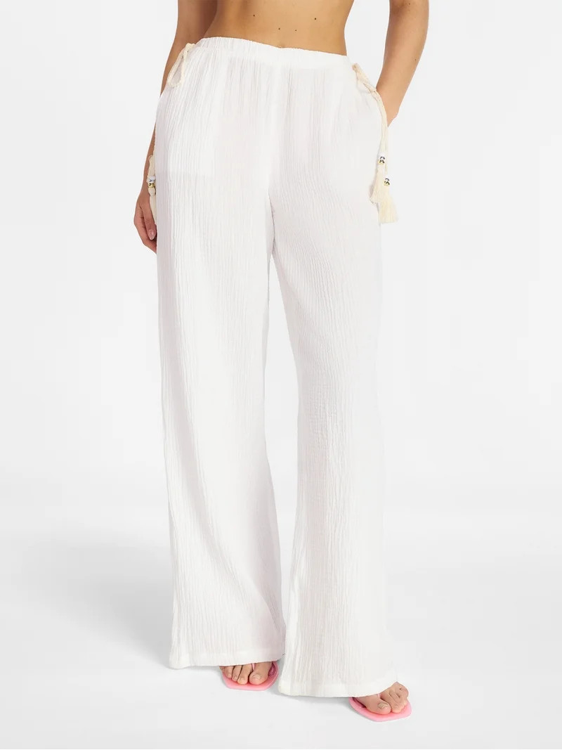 No Boundaries Side Tie Gauze Beach Pants, Women's XXS-XXL | Walmart (US)