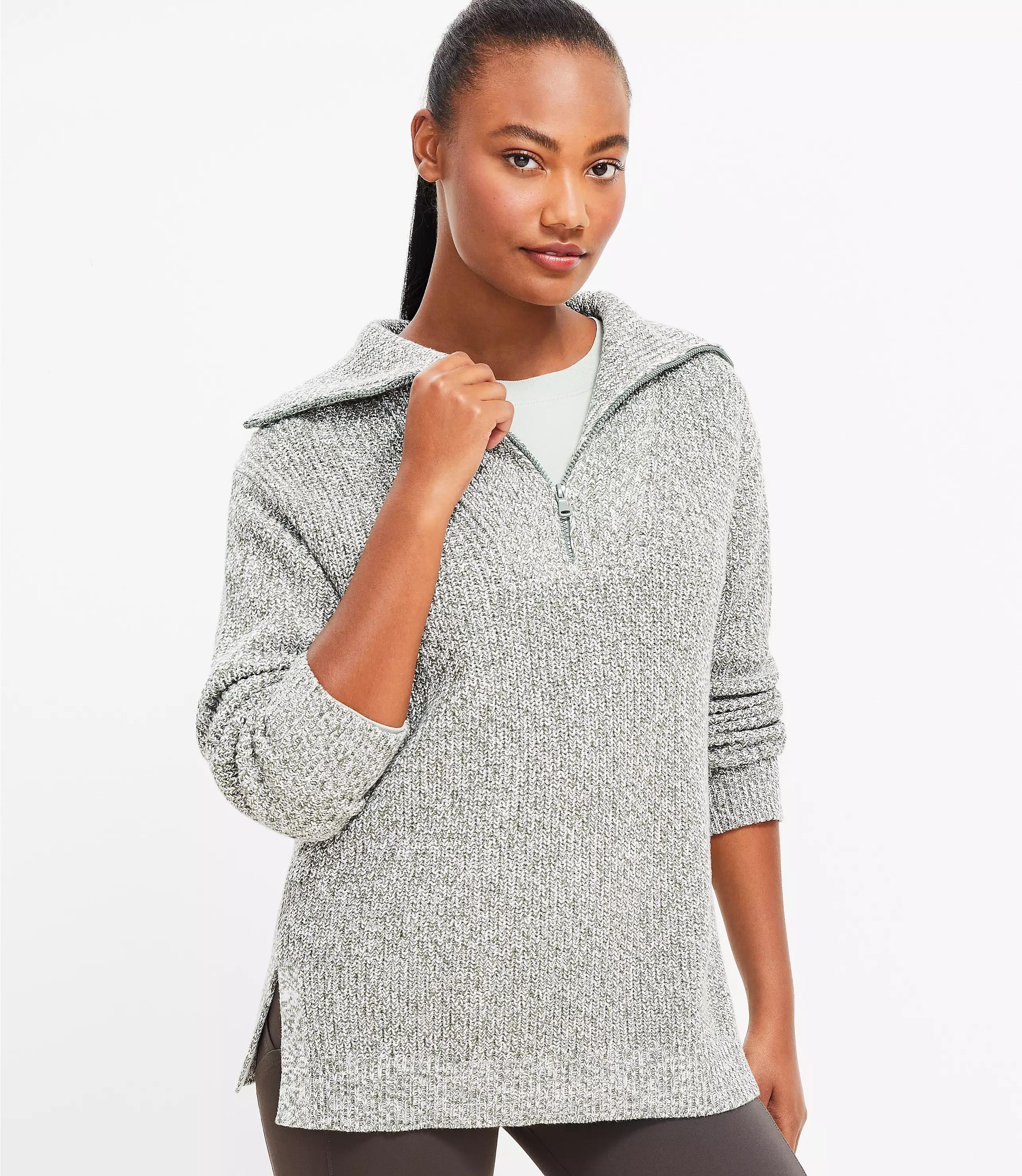 Lou & Grey Ribbed Half Zip Sweater | LOFT