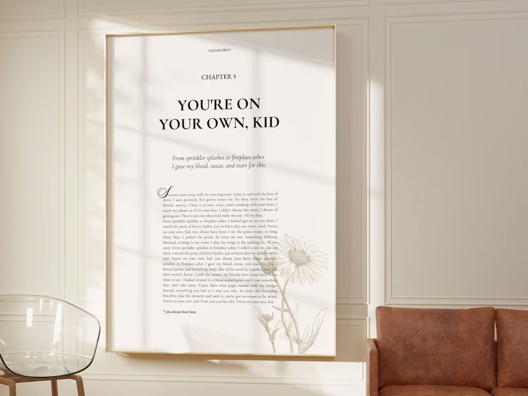 You're On Your Own Kid Lyric Poster | Taylor Digital Lyric Poster | Girly Gift | Fast Gift | Mini... | Etsy (CAD)