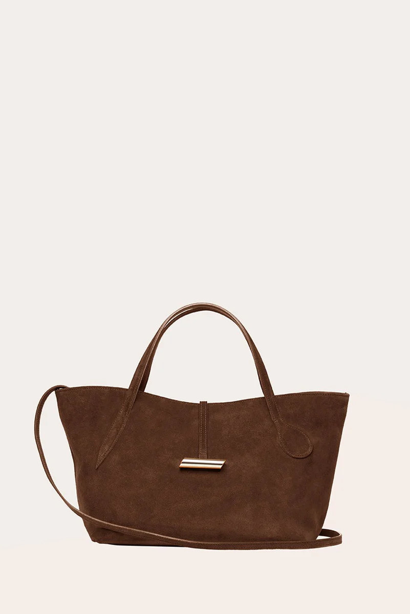 Petite Penne Tote Suede Dark Brown | LITTLE LIFFNER