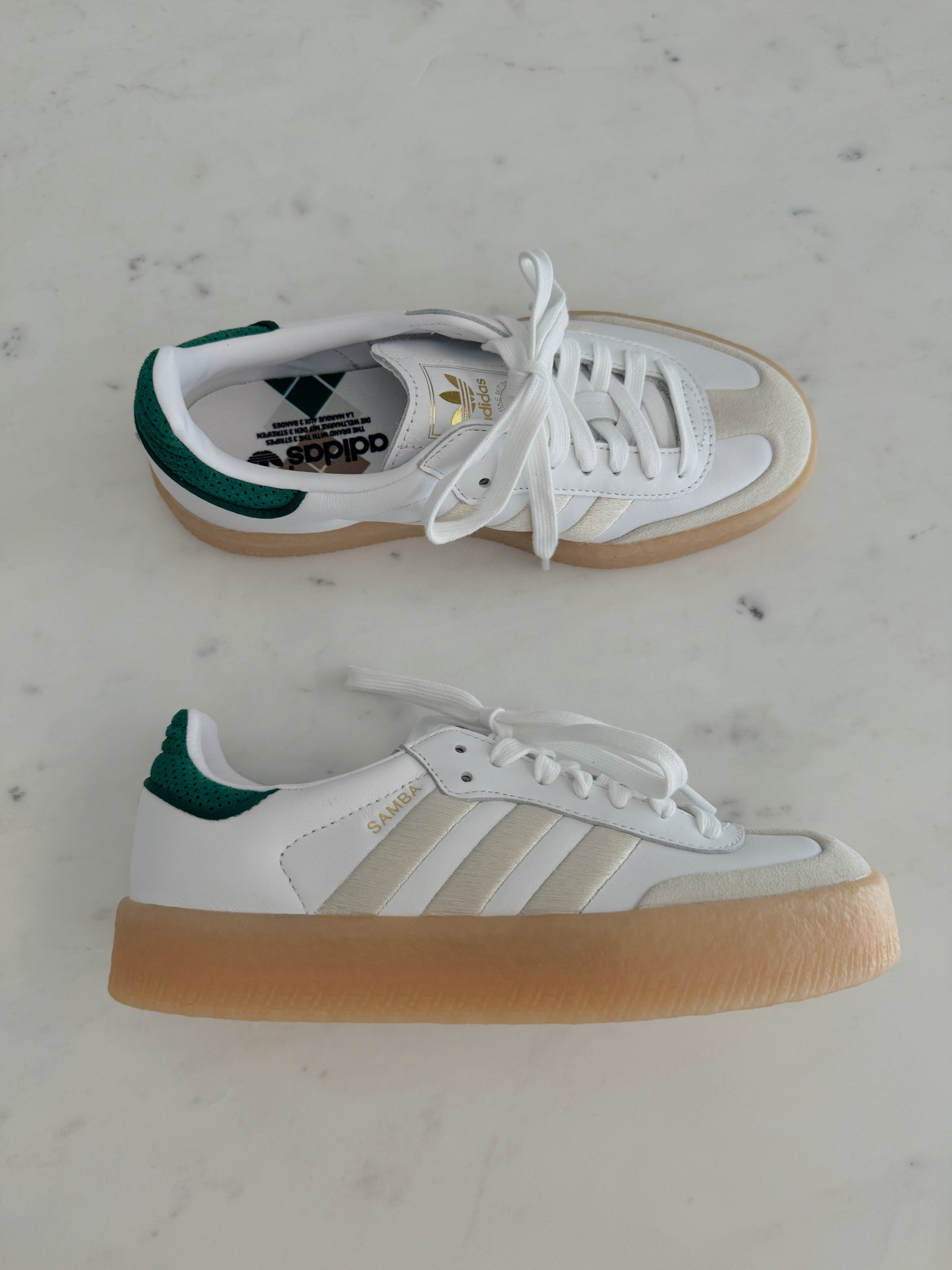 Adidas Sambae in Off White / Aluminium / Gold Metallic. Size down!

#LTKshoecrush #LTKstyletip