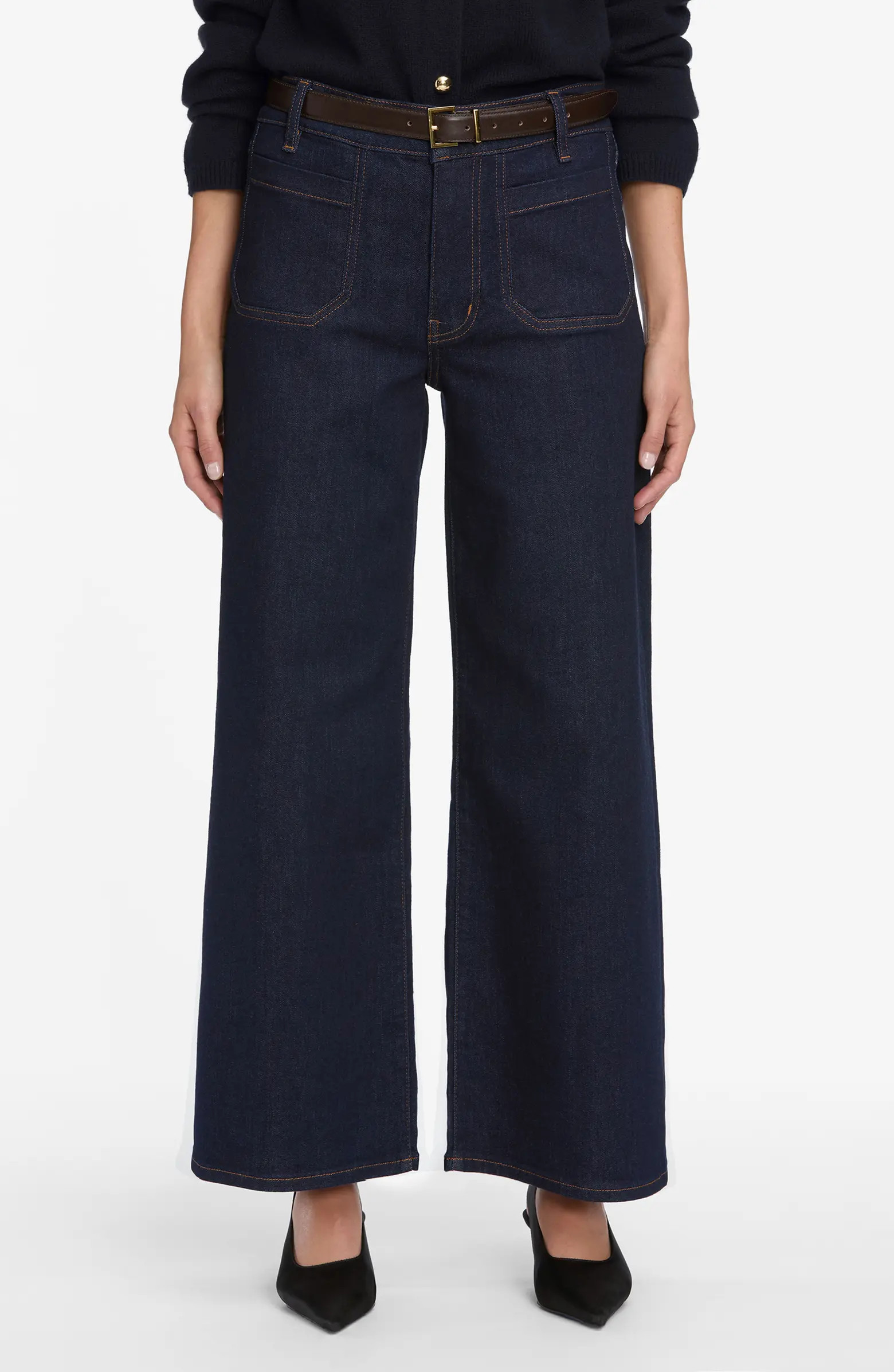 Le Pixie Slim Palazzo Patch Pocket High Waist Wide Leg Jeans | Nordstrom