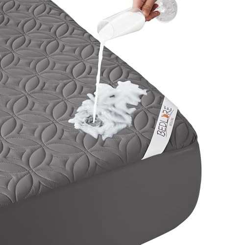 BEDLORE Waterproof Mattress Protector, Queen Size Mattress Pad Noiseless with Deep Pocket 6"-18" Depth, Soft Breathable Dirt-Proof Bed Mattress Cover Washable for Home, Bedroom, Hotel (Gray) | Amazon (US)