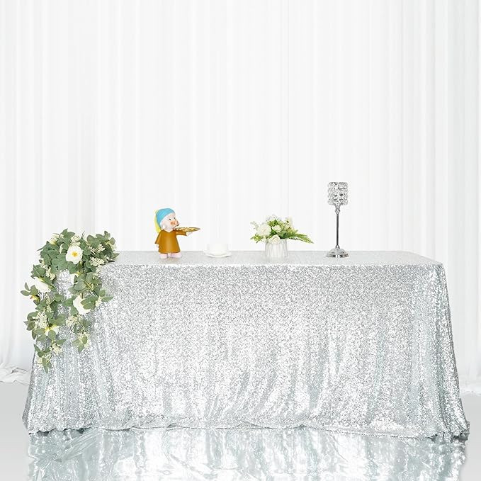 Eternal Beauty Rectangular Sequin Tablecloth Sparkly Sequin Overlay Sparkle Sequin Linens for Wed... | Amazon (US)