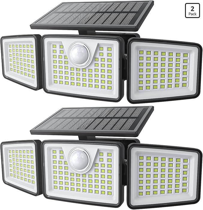 daphino 2500LM Solar Lights Outdoor with Motion Sensor,3 Head 270° Wide Angle Street Area Lights... | Amazon (US)