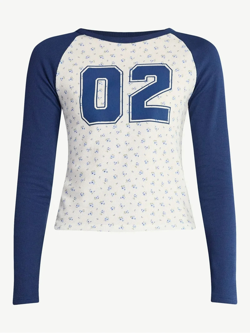 No Boundaries Raglan Tee with Long Sleeves, Women’s | Walmart (US)