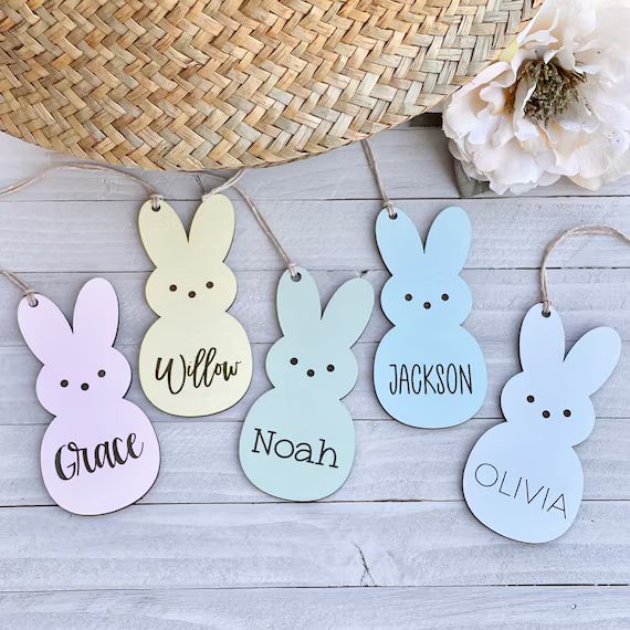Easter Basket Tag Peep Bunny Laser Cut and Engraved Name | Etsy | Etsy (US)