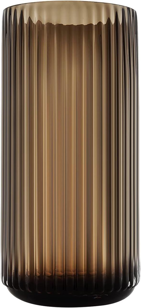 Large Cylinder Ribbed Brown Glass Flower Vase for Farmhouse Dining Table Centerpieces Decor | Amazon (US)