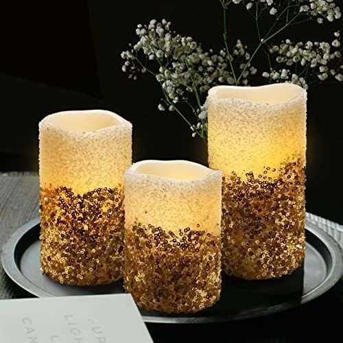 Furora LIGHTING Christmas Decor Gold Flameless Candles 3 Pack LED Pillar Candles, Remote Controlled  | Amazon (US)