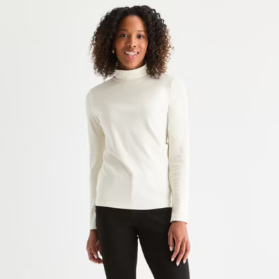 St. John's Bay Womens Mock Neck Long Sleeve T-Shirt - JCPenney | JCPenney