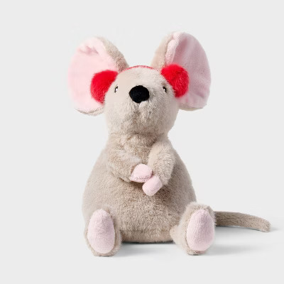 7" Tan Mouse with Red Ear Muffs Stuffed Animal - Gigglescape™ | Target