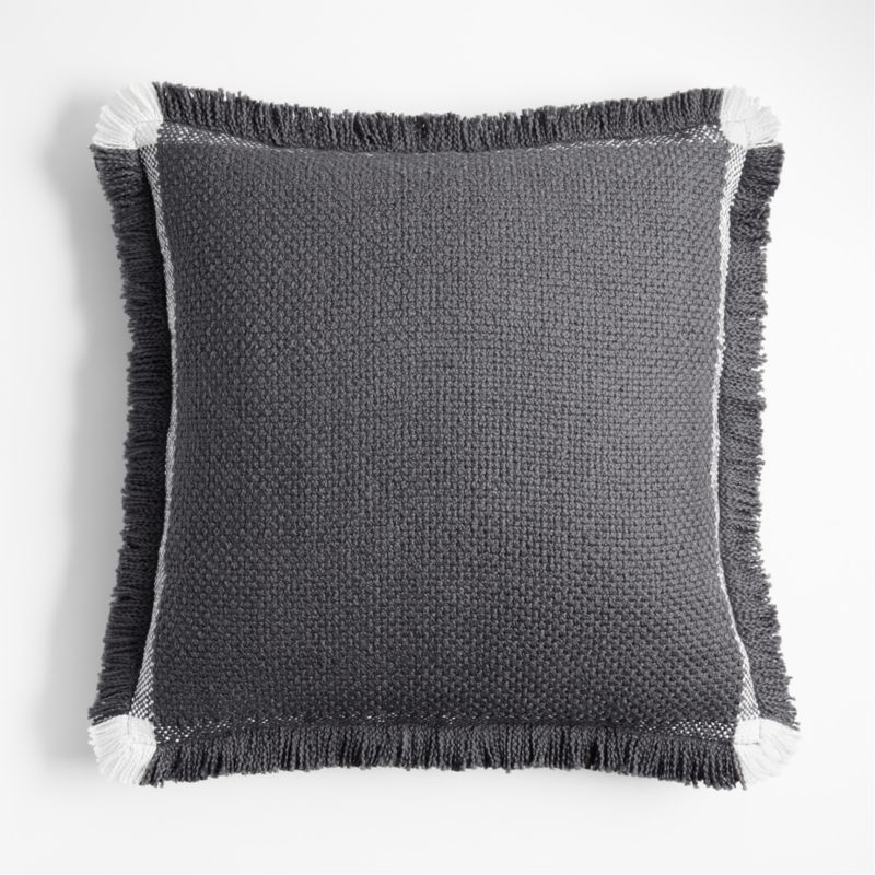 Weekend Storm Grey Organic Cotton 23"x23" Decorative Throw Pillow Cover + Reviews | Crate & Barre... | Crate & Barrel