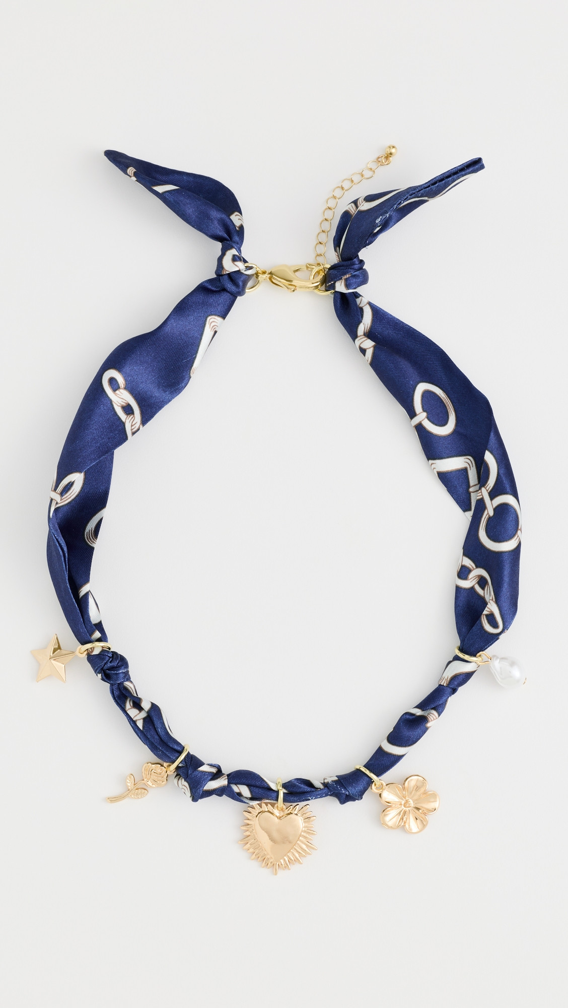 By Adina Eden Bandana Heart Charms Necklace Blue One Size | Shopbop