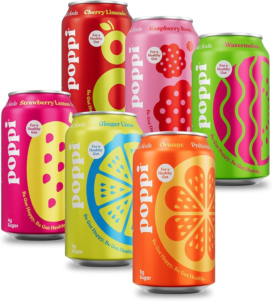 POPPI Sparkling Prebiotic Soda, Beverages w/Apple Cider Vinegar, Seltzer Water & Fruit Juice, Low... | Amazon (US)