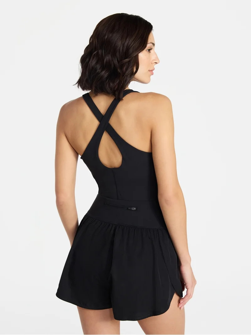 Avia Women's Cross Back Active Buttersoft Romper, Sizes XS-4X | Walmart (US)