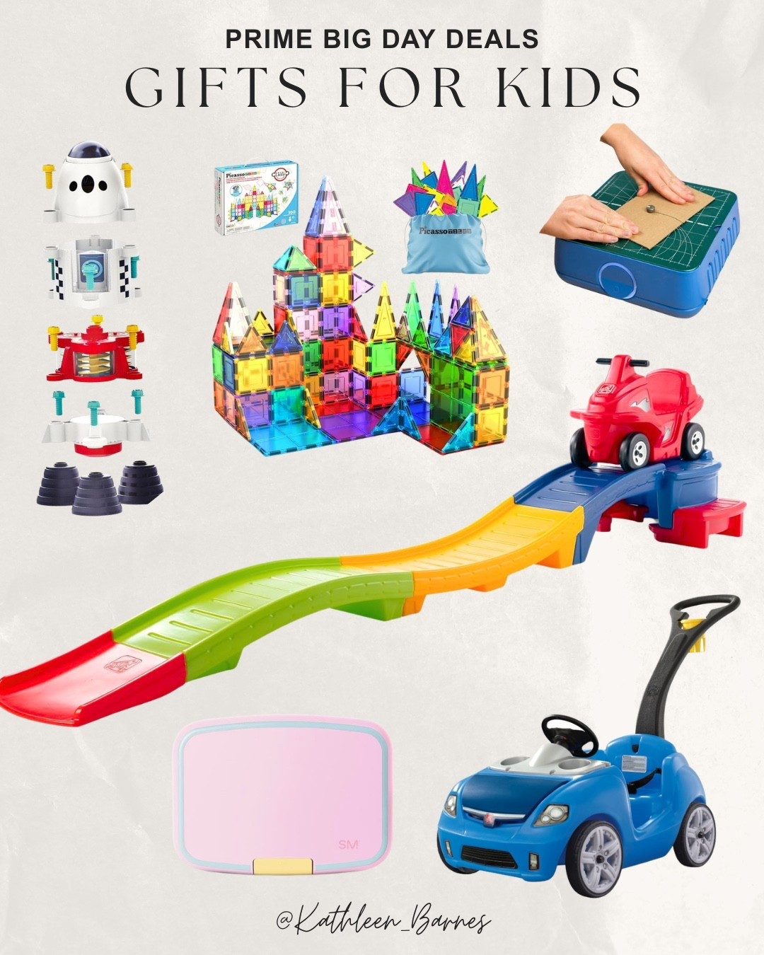 Toddler and big kid Christmas gift ideas on sale at Amazon! Roller coaster, push car, cutting tool, magnatiles, space ship, adorable lunch box —