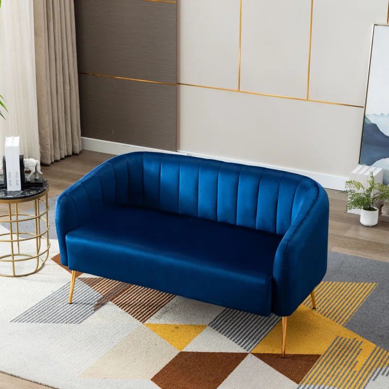 Cowie 50.55'' Velvet Round Arm Loveseat | Wayfair North America