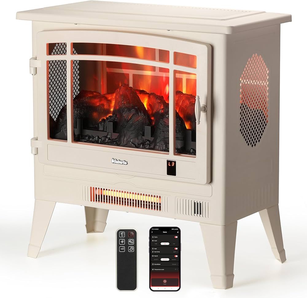 TURBRO Suburbs 25" WiFi Electric Fireplace Infrared Heater with Crackling Sound, Freestanding Fir... | Amazon (US)