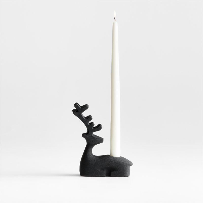 Zinc Holiday Reindeer Taper Candle Holder + Reviews | Crate & Barrel | Crate & Barrel