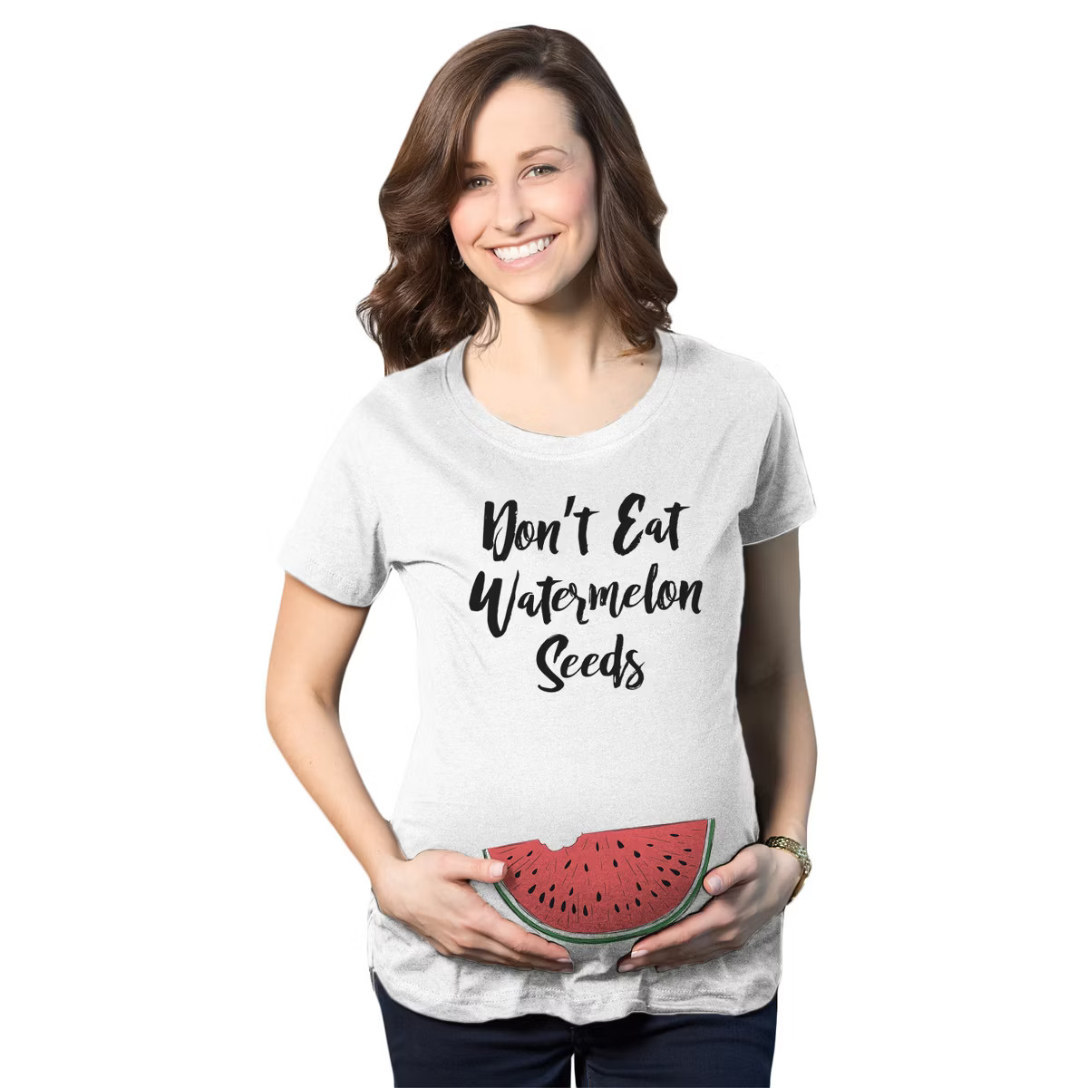 Maternity Don't Eat Watermelon Seeds T shirt Funny Pregnancy Reveal Pregnant Tee - Crazy Dog Mate... | Target