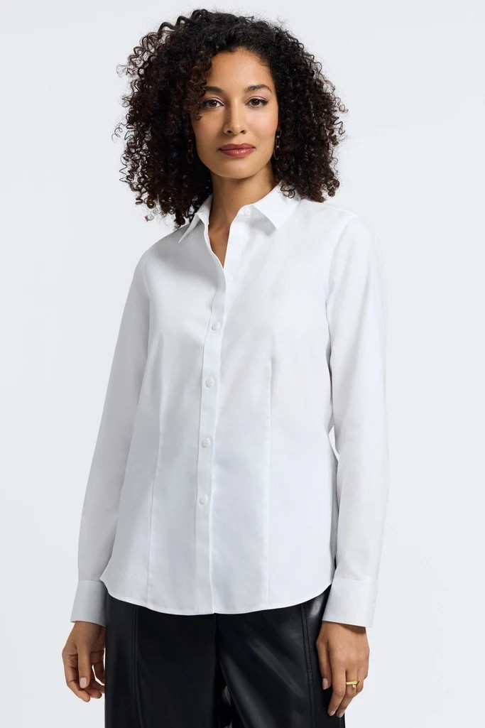 Dianna No Iron Pinpoint Long Sleeve Shirt | Foxcroft
