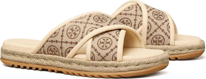 T Monogram Crisscross Espadrille Slide | Nordstrom