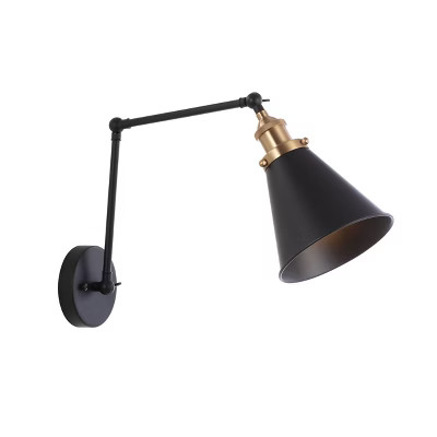 7" LED Adjustable Metal Arm Wall Sconce Black - Jonathan Y | Target