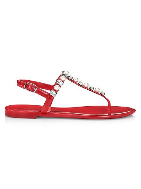 Goldie Crystal & Pearl T-Strap Jelly Sandals | Saks Fifth Avenue