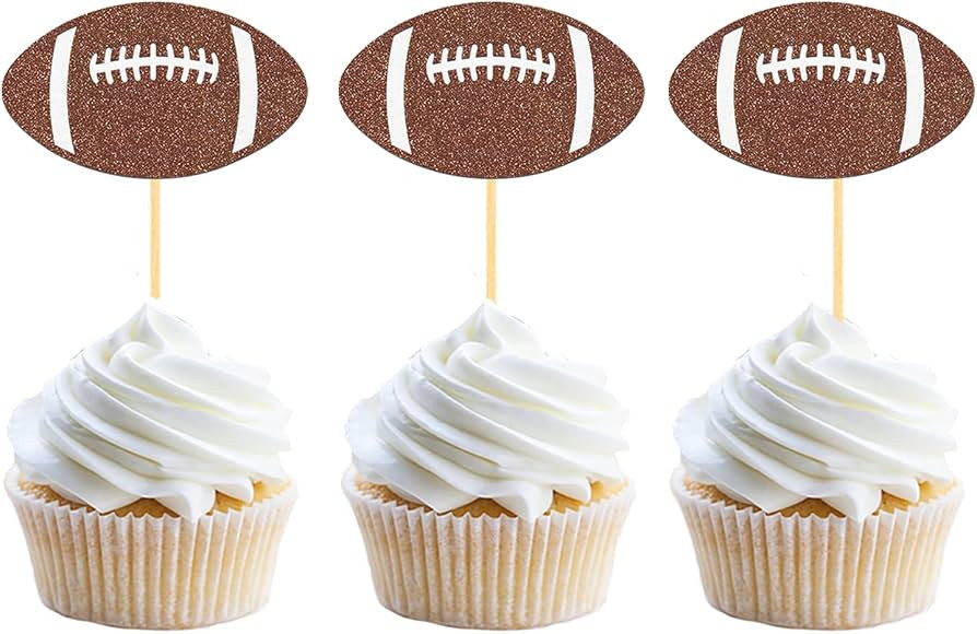24Pcs Football Cupcake Toppers - Football Player Cupcake Picks | Amazon (US)