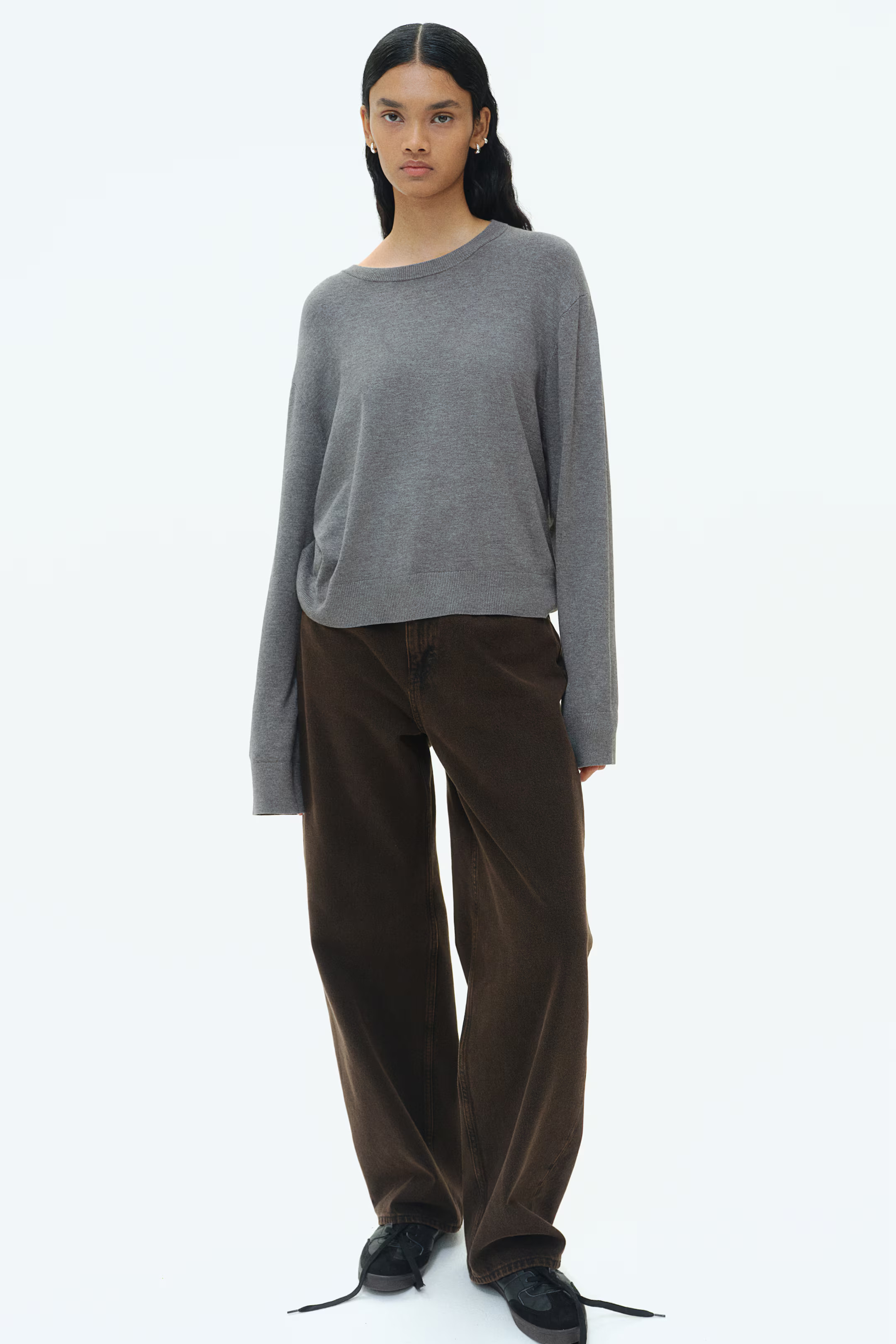 Short Fine-Knit Sweater - Beige - Ladies | H&M US | H&M (US + CA)