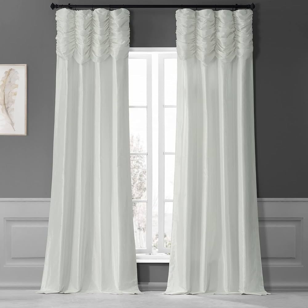 HPD Half Price Drapes Ruched Faux Taffeta Silk Curtains for Living Room 50 X 108 (1 Panel), PTCH-... | Amazon (US)