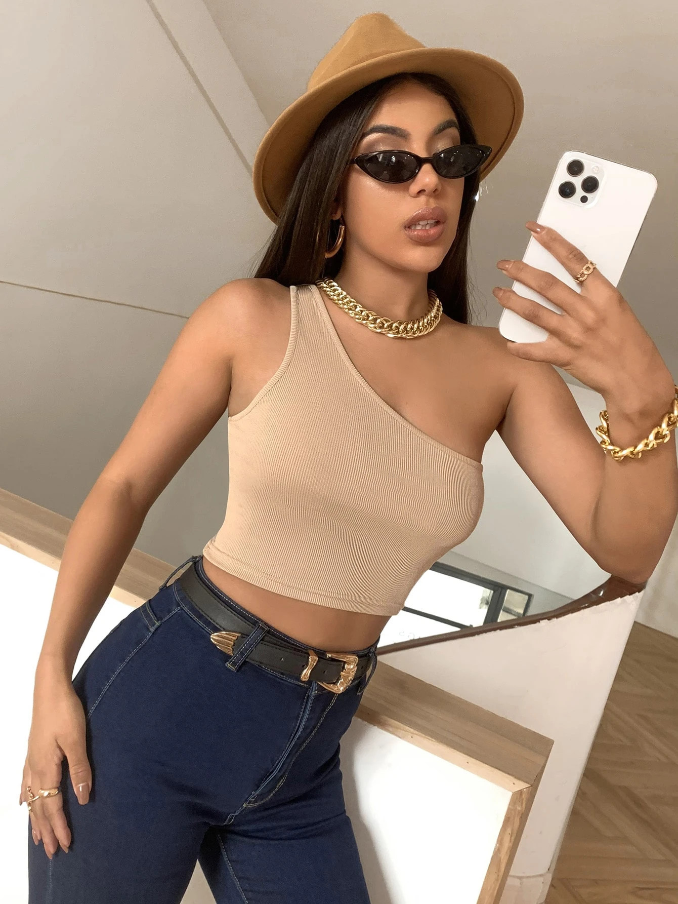 One Shoulder Crop Top | SHEIN