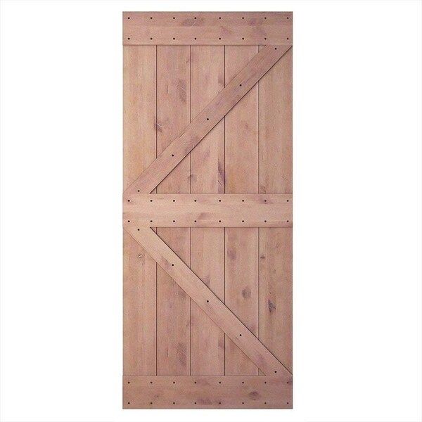 JUBEST 36"x84" Knotty Sliding Barn Wood Door Slab, Arrow-Frame | Bed Bath & Beyond