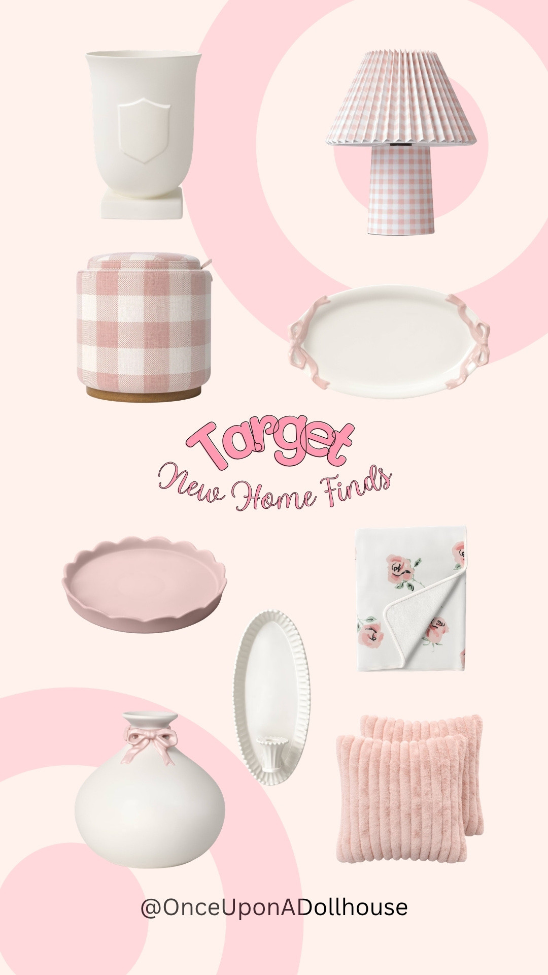 Target New Home Finds! 

Pink tray, candle holder, blanket, vase, pillow, lamp
