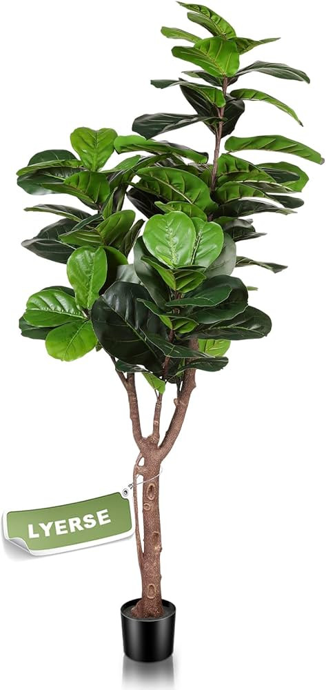 LYERSE Artificial Fiddle Leaf Fig Tree - 5ft Fake Ficus Lyrata Plant with 78 Decorative Fiddle Le... | Amazon (US)