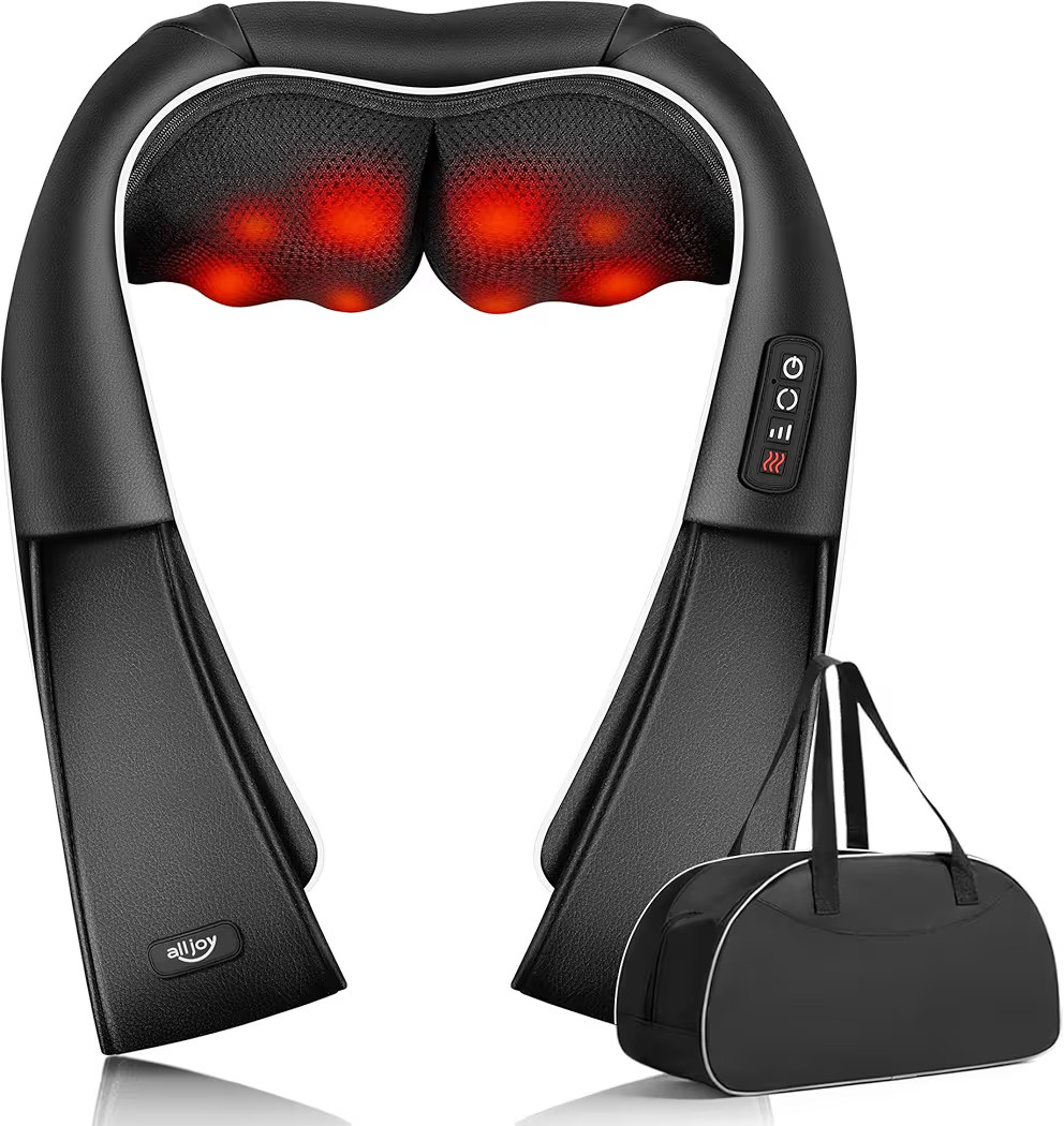ALLJOY Neck Massager for Pain Relief Deep Tissue with Heat, 3D Kneading Shiatsu Neck and Back Massager for Shoulder Full Body Home Office Car Use, Christmas Gifts for Dad Men Mom Women | Amazon (US)
