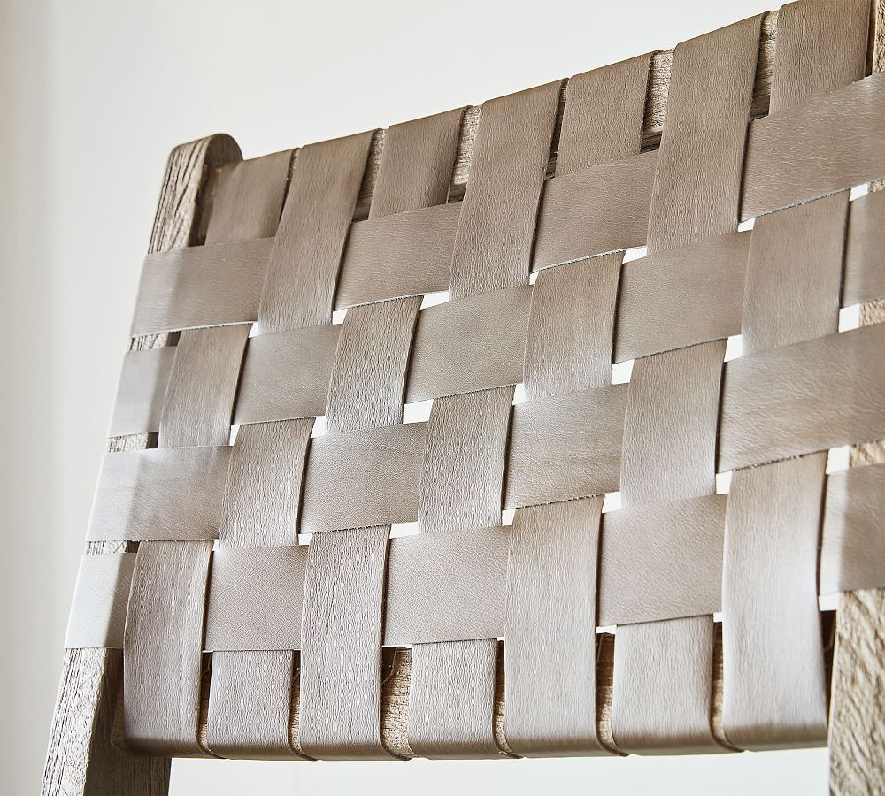 Fenton Woven Leather Stool | Pottery Barn (US)