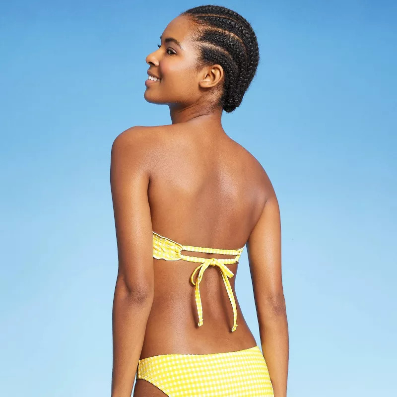 Juniors' Textured Gingham Bandeau Bikini Top - Xhilaration™ Yellow | Target