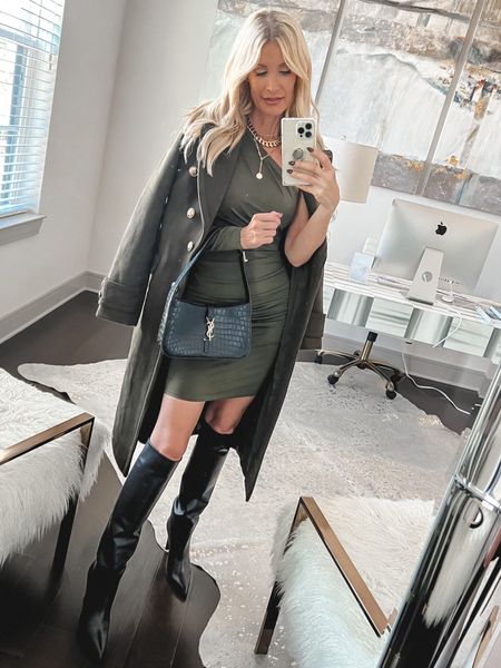 SALE ALERT  - This olive green coat is  so fabulous and currently 50% off!! 

This olive green trench coat is a staple every woman needs and trust me when I say it looks way more expensive than it really is! 

Everything runs tts, I’m wearing an XS In the coat and dress. 



#LTKunder100 #LTKstyletip #LTKCyberweek