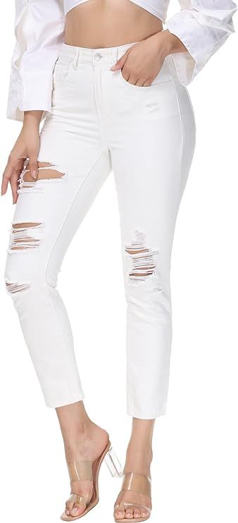 NiceQ Skinny Jeans for Women Stretch Ripped Casual Denim Pants | Amazon (US)