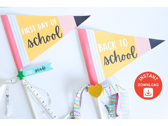 Printable First Day of School Pennant Flags School Paper - Etsy | Etsy (US)