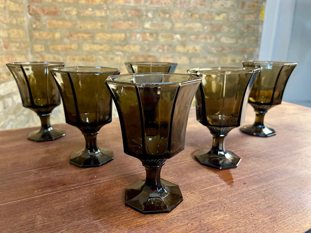 Dark Amber Drinking Goblets Set of 6 - Etsy | Etsy (US)