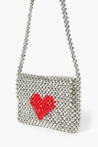 Metallic Beaded Heart Crossbody Bag | Forever 21 (US)